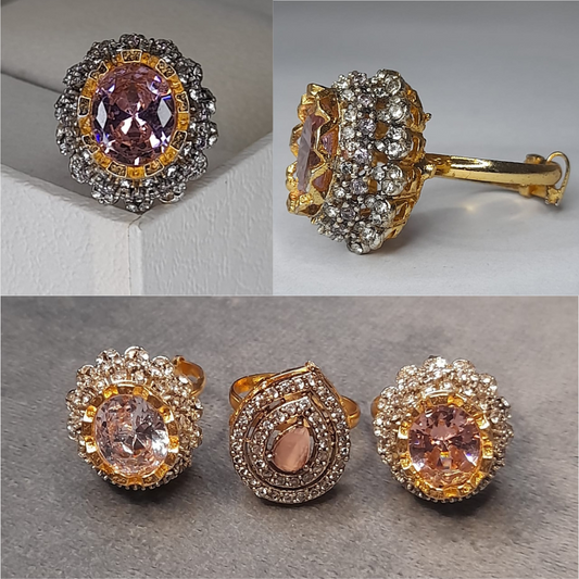 Elegant Fancy Zircon Ring Golden Color – Timeless Sparkle for Every Occasion