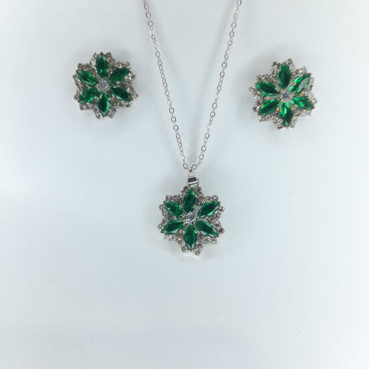 Elegant Green Zircon Necklace Set for Girls & Women – Stylish Fashion Jewellery
