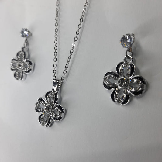 Elegant Silver Black Necklace Set for Girls & Women – Trendy Fashion Jewellery