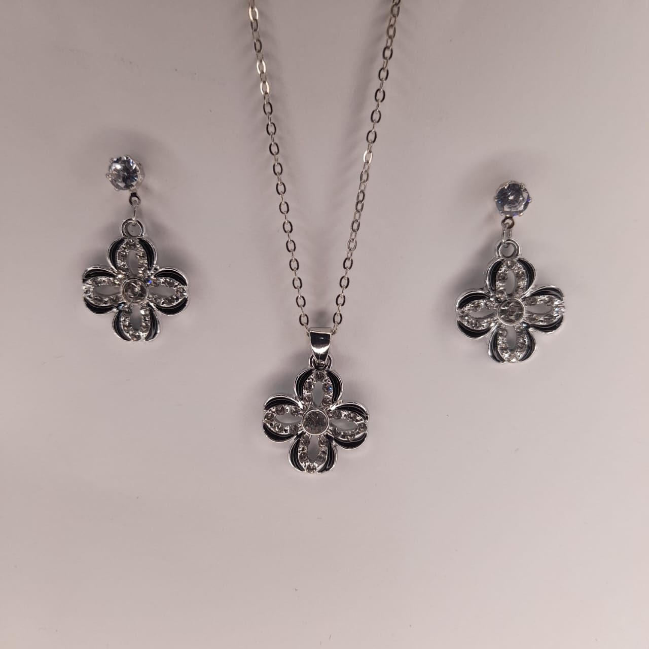 Elegant Silver Black Necklace Set for Girls & Women – Trendy Fashion Jewellery