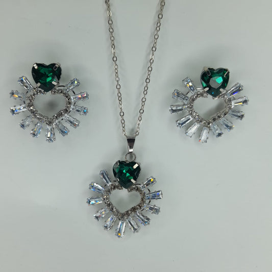 Stylish Green Zircon Necklace Set for Women – Trendy Fashion Jewellery