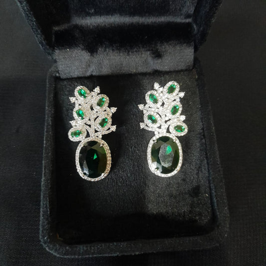 Elegant Zircon Green Stones Earrings