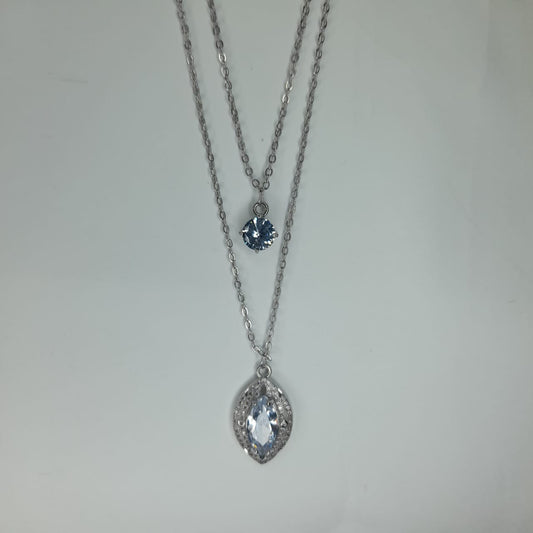 Elegant Double Chain White Zircon Necklace for Women – Stylish Fashion Jewellery