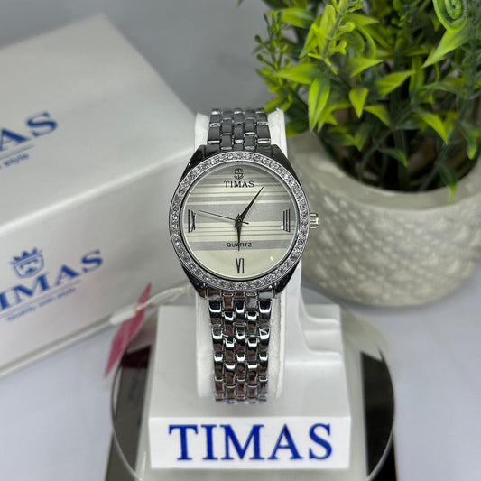 Timas Women’s Quartz Watch – Silver Stainless Steel with Silver Dial