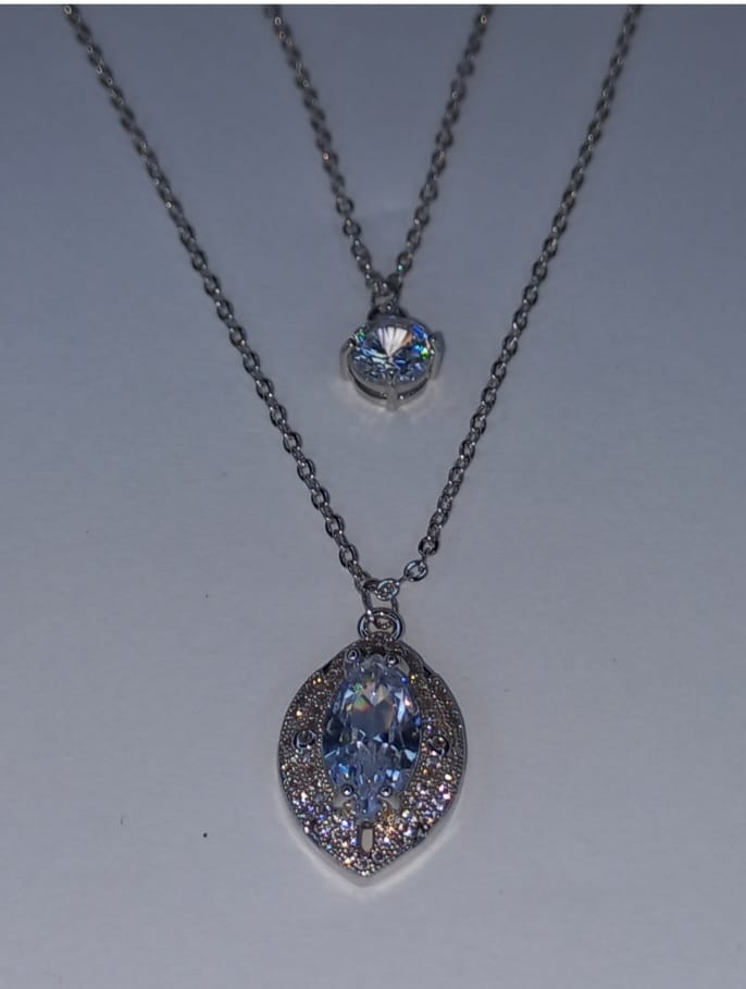 Elegant Double Chain White Zircon Necklace for Women ā Stylish Fashion Jewellery
