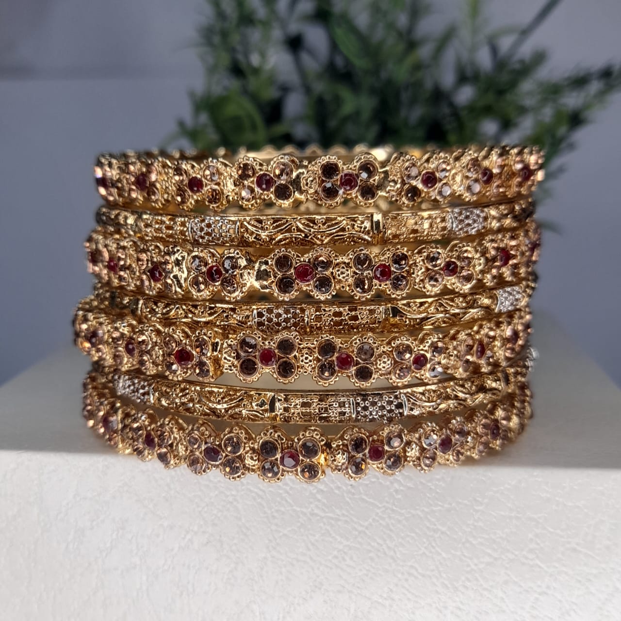 Charming Golden Bangles Set – 6 Pcs | Women’s Jewelry Collection