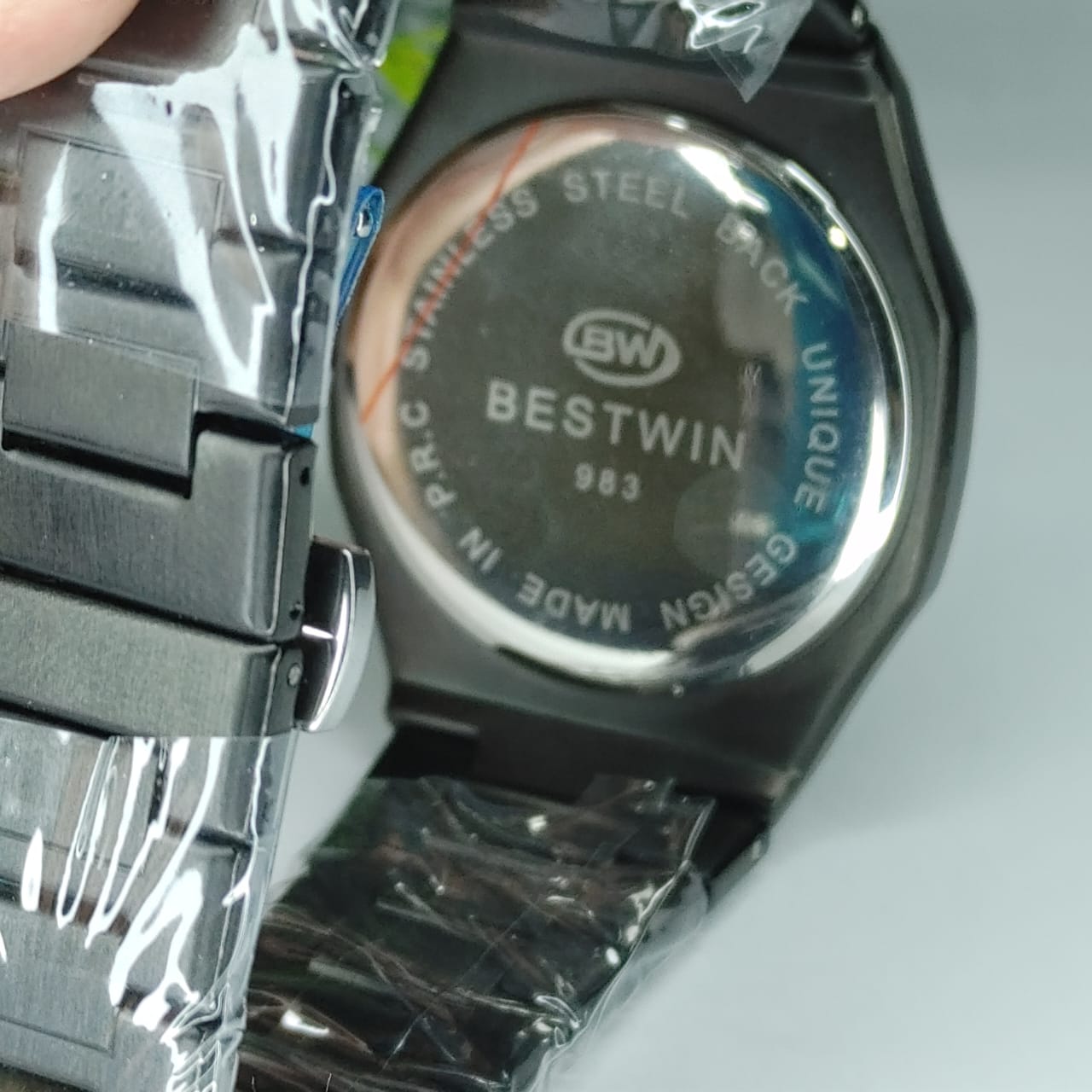 Black Arabic Aura Watch - High Quality Stainless Steel Chain BESTWIN 983