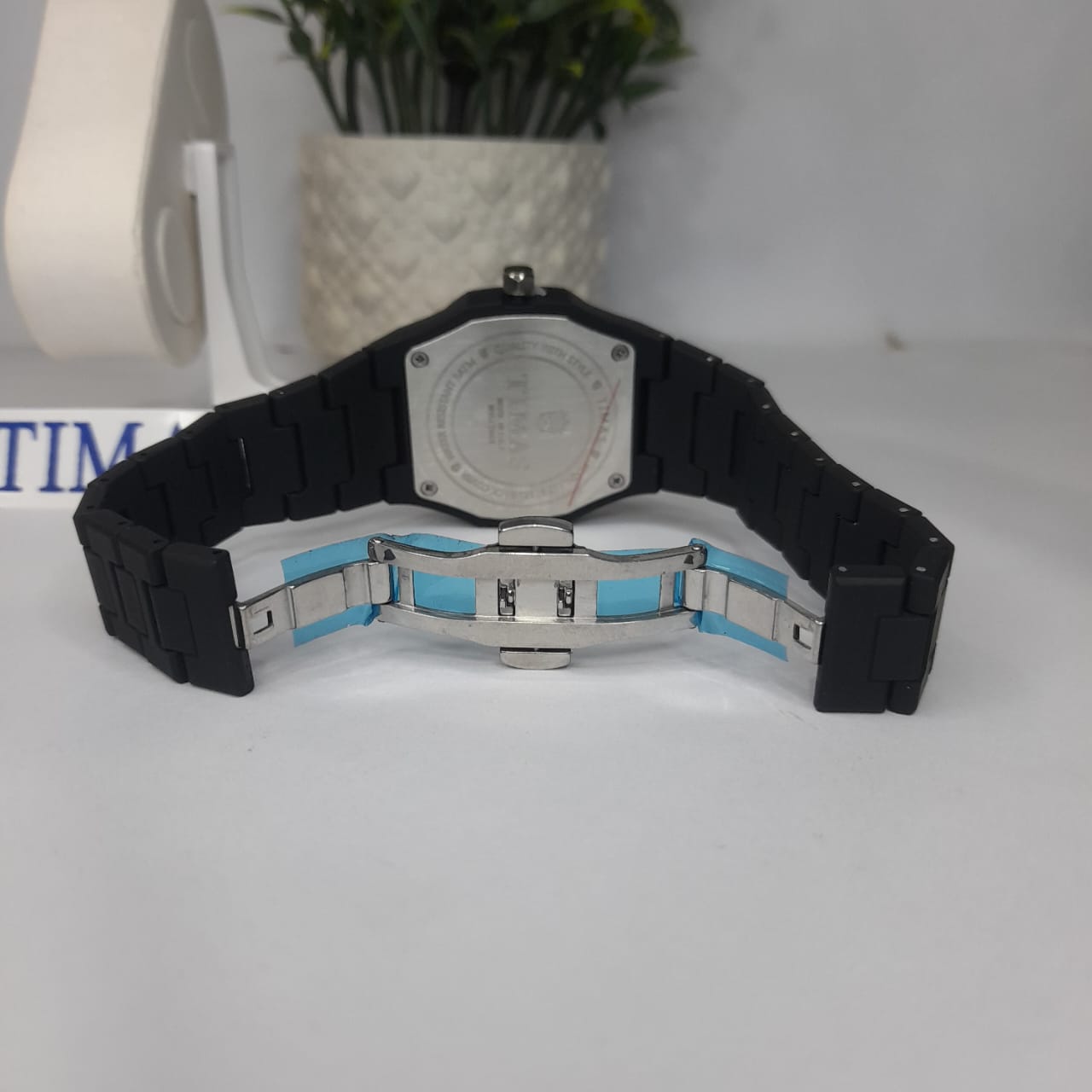 Black Arabic Aura Watch Date & Time Black Dial ( Fiber Material )