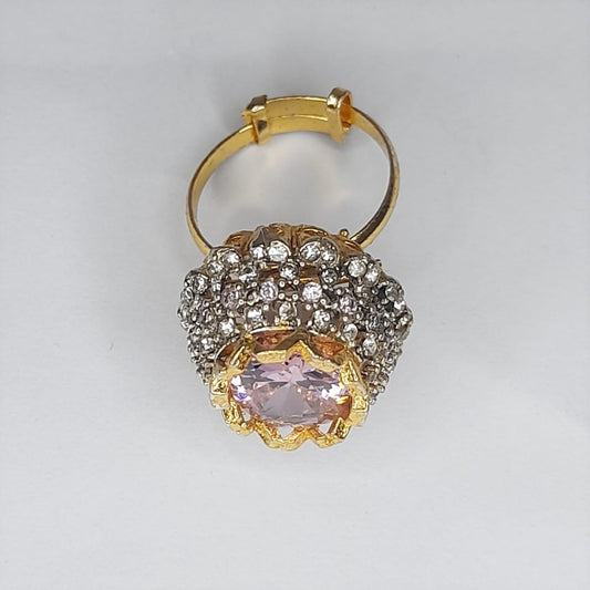 Elegant Fancy Zircon Ring Golden Color – Timeless Sparkle for Every Occasion