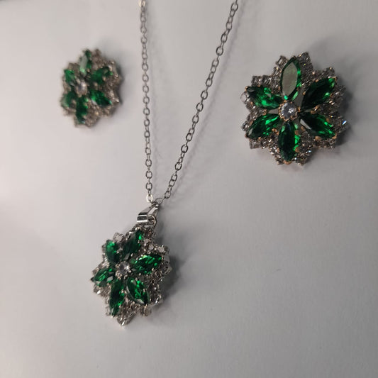 Elegant Green Zircon Necklace Set for Girls & Women – Stylish Fashion Jewellery