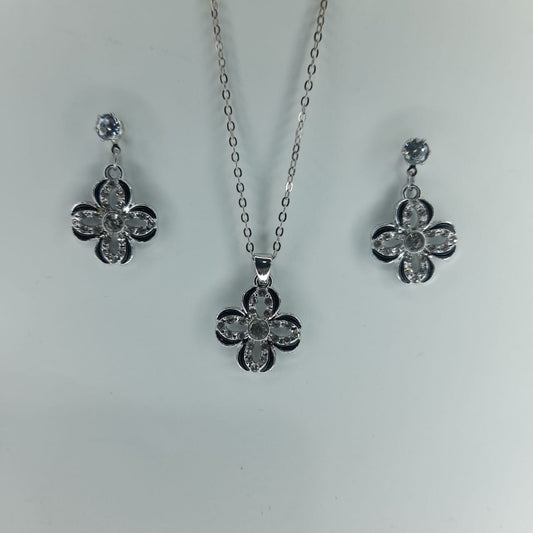 Elegant Silver Black Necklace Set for Girls & Women – Trendy Fashion Jewellery