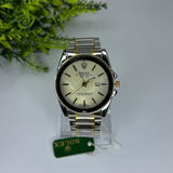 Luxury Rolex-Inspired Two-Tone Men’s Watch – Silver & Gold Stainless Steel with Black Dial