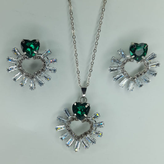 Stylish Green Zircon Necklace Set for Women – Trendy Fashion Jewellery