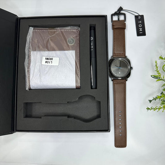 TOMI S8 Series Customised T-084 Gift Set Watch With Wallet & Pen Quartz