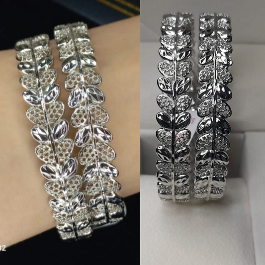 Elegant Silver Bangles Kara 2pc Set for Girls & Women – Premium Fashion Jewellery