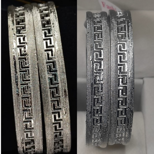 Classic Silver Bangles Khara 2pc Set for Girls & Women – Stylish Wedding & Party Jewellery