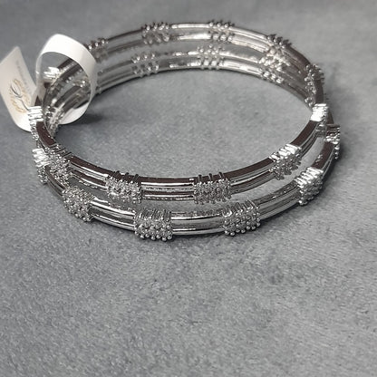 Elegant Zircon Stone Bangles Kara 2pc Set for Girls & Women