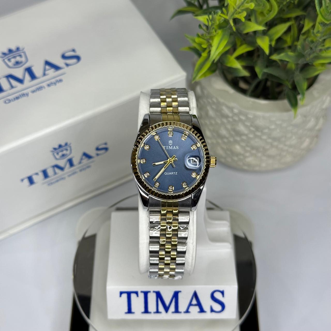 Timas Women's Watch – Two-Tone with Blue Dial