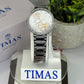 Timas Women’s Quartz Watch – Silver Stainless Steel with Floral Dial