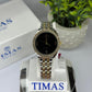 Timas Women’s Two-Tone Quartz Watch – Silver & Gold with Black Dial