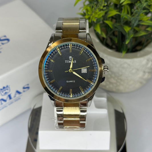 Timas Men's Watch – Two-Tone with Black Dial