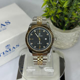 Timas Men's Classic two tone Watch with Black Dial