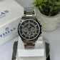 Timas Men's watch Silver Band stainless steel with black & Gray Analog