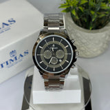 Timas Men's watch Silver Band stainless steel with black & Gray Analog