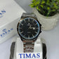 Timas Men's Watch – Black Dial with Metal Bracelet