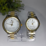Two Tone Chain White Dial Rolex Couple Watch
