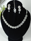 Luxury Silver-Plated Necklace Set with Crystal Stones – Elegant Party & Bridal Jewellery