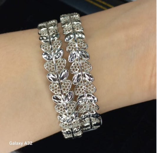 Elegant Silver Bangles Kara 2pc Set for Girls & Women – Premium Fashion Jewellery
