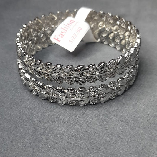 Elegant Silver Bangles Kara 2pc Set for Girls & Women – Premium Fashion Jewellery