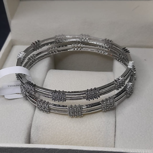 Elegant Zircon Stone Bangles Kara 2pc Set for Girls & Women