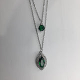 Elegant Double Chain Green Zircon Necklace for Women – Stylish Fashion Jewellery