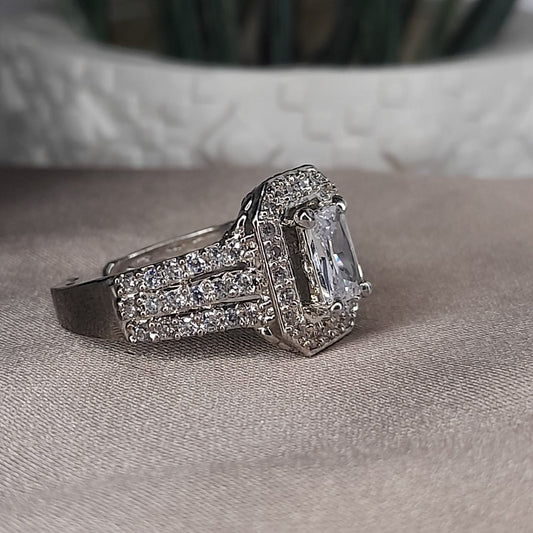 Classic Zircon Crystal Ring for Women Elegant Adjustable Fashion Jewellery