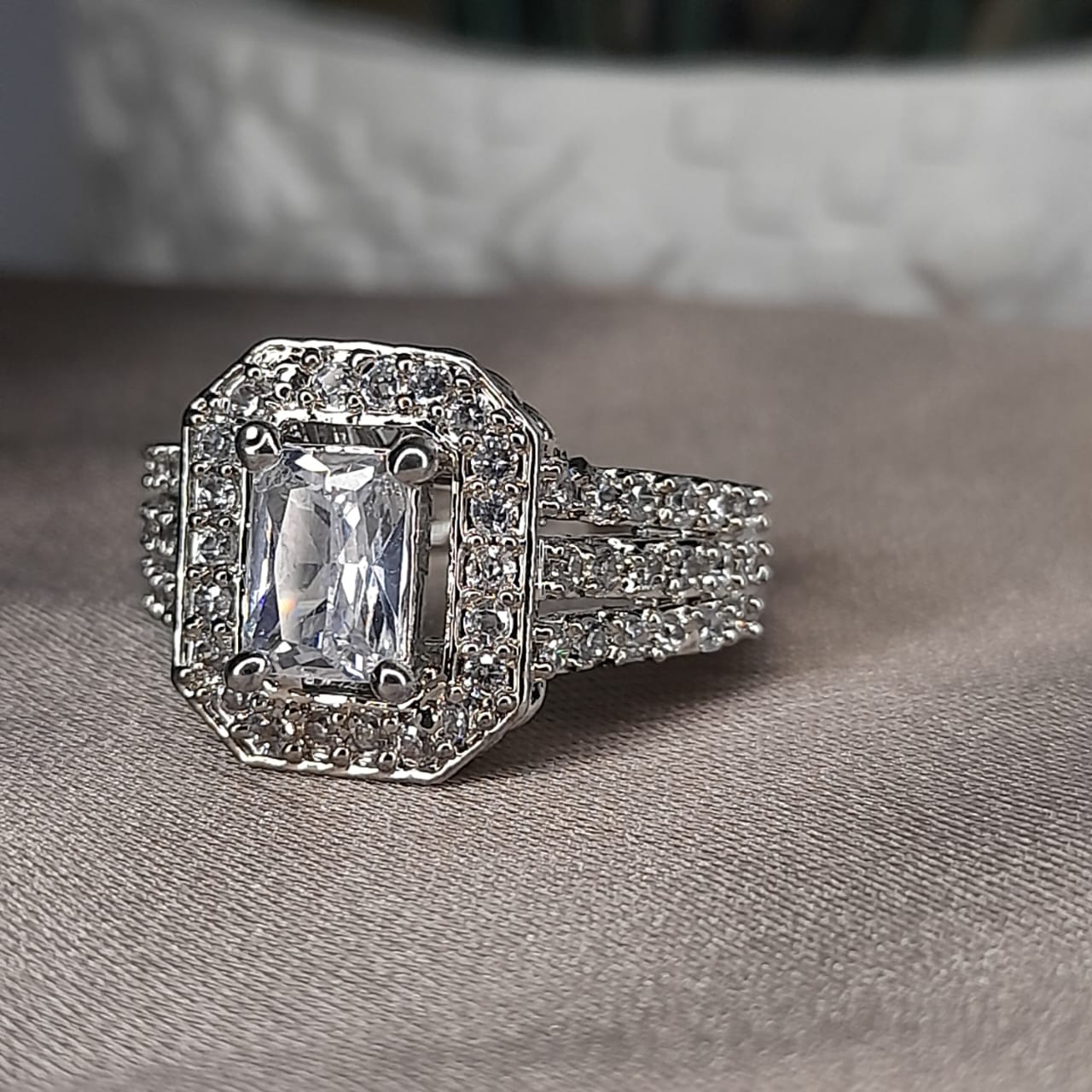 Classic Zircon Crystal Ring for Women Elegant Adjustable Fashion Jewellery