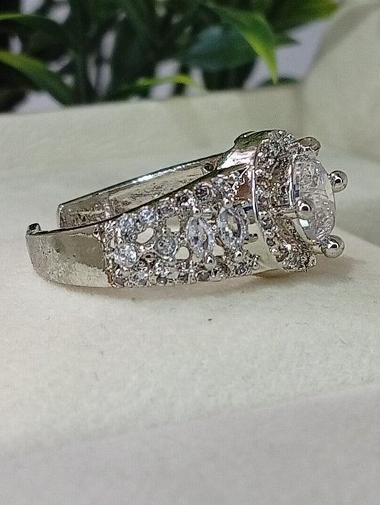 Premium Zircon Engagement Ring for Women – Elegant Adjustable Fashion Jewellery, Ideal Gift Choice