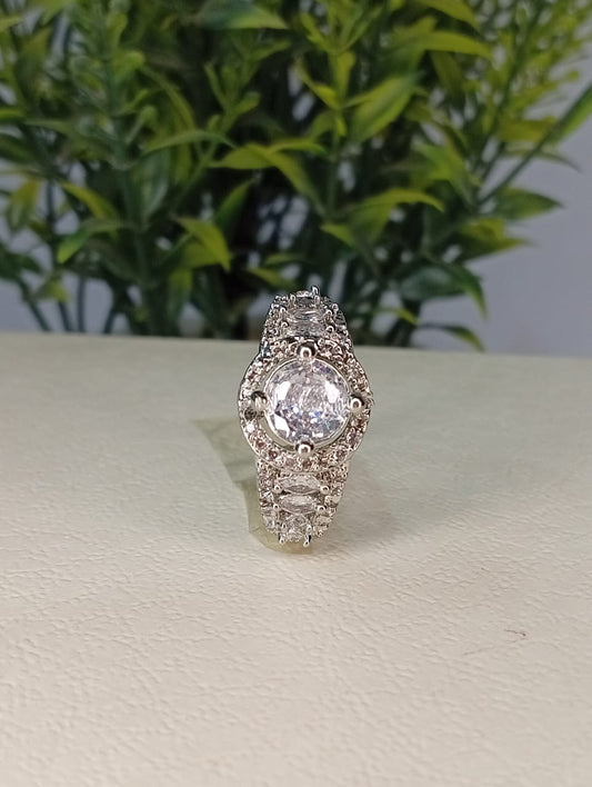 Premium Zircon Engagement Ring for Women – Elegant Adjustable Fashion Jewellery, Ideal Gift Choice