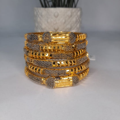 Graceful Golden Bangles Set – 6 Pcs | Stylish Women’s Jewelry