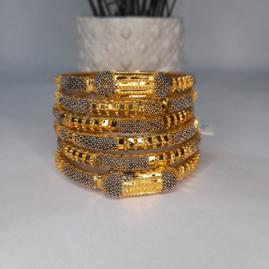 Graceful Golden Bangles Set – 6 Pcs | Stylish Women’s Jewelry