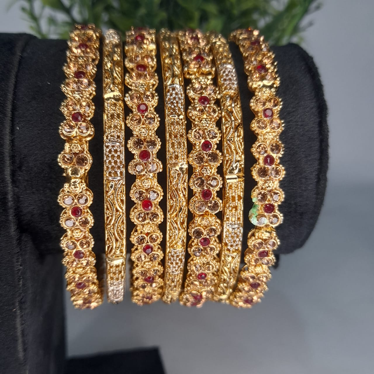 Charming Golden Bangles Set – 6 Pcs | Women’s Jewelry Collection