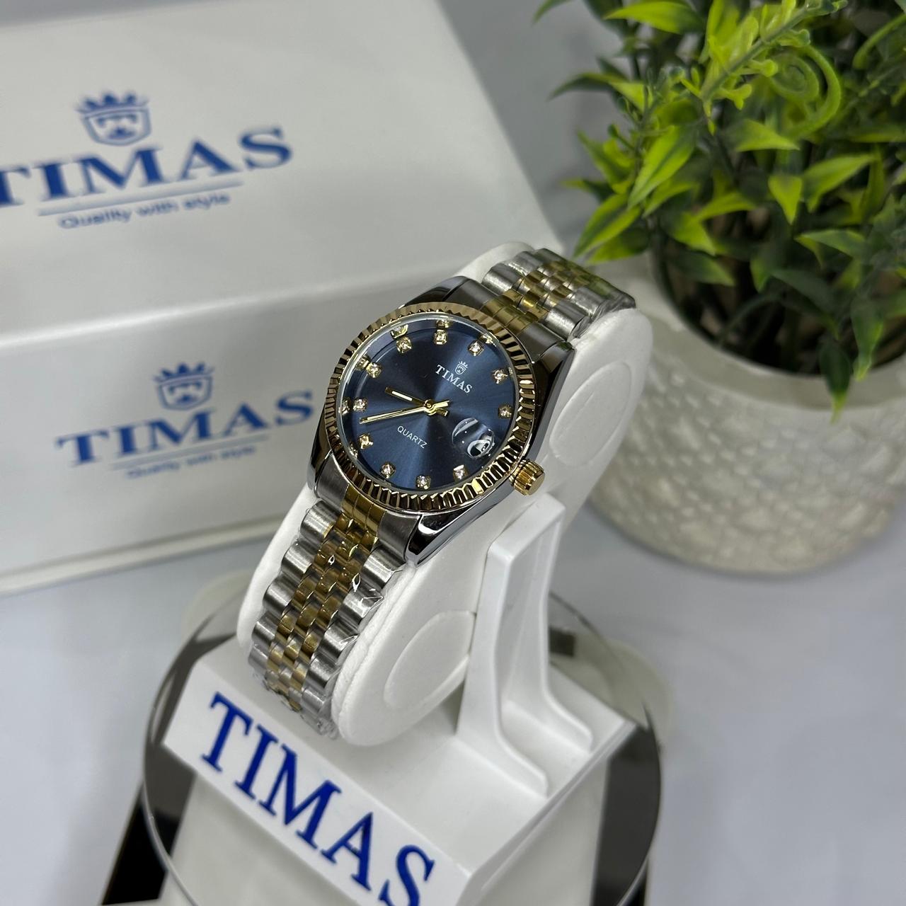 Timas Women's Watch – Two-Tone with Blue Dial