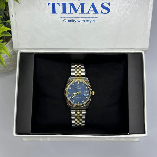 Timas Women's Watch – Two-Tone with Blue Dial
