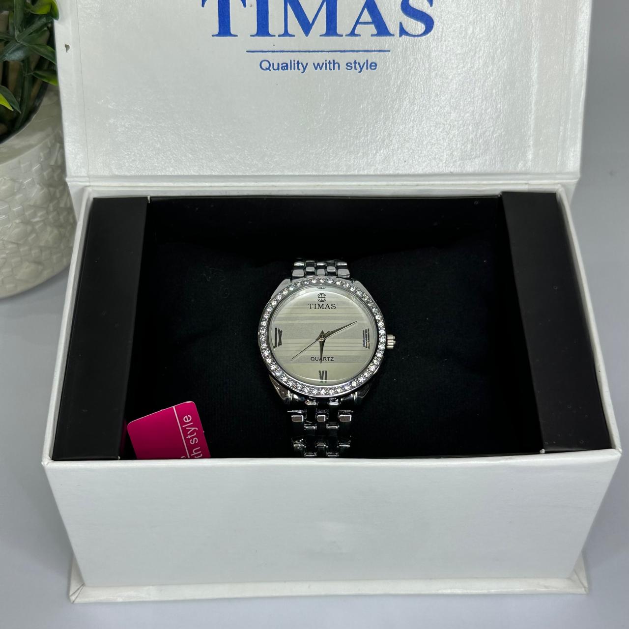 Timas Women’s Quartz Watch – Silver Stainless Steel with Silver Dial