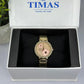 Timas Women’s Luxury Quartz Watch – Full Gold with Floral Dial & Crystal Bezel