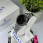Timas Women’s Quartz Watch – Silver Stainless Steel with Black Dial