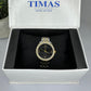 Timas Women’s Two-Tone Quartz Watch – Silver & Gold with Black Dial