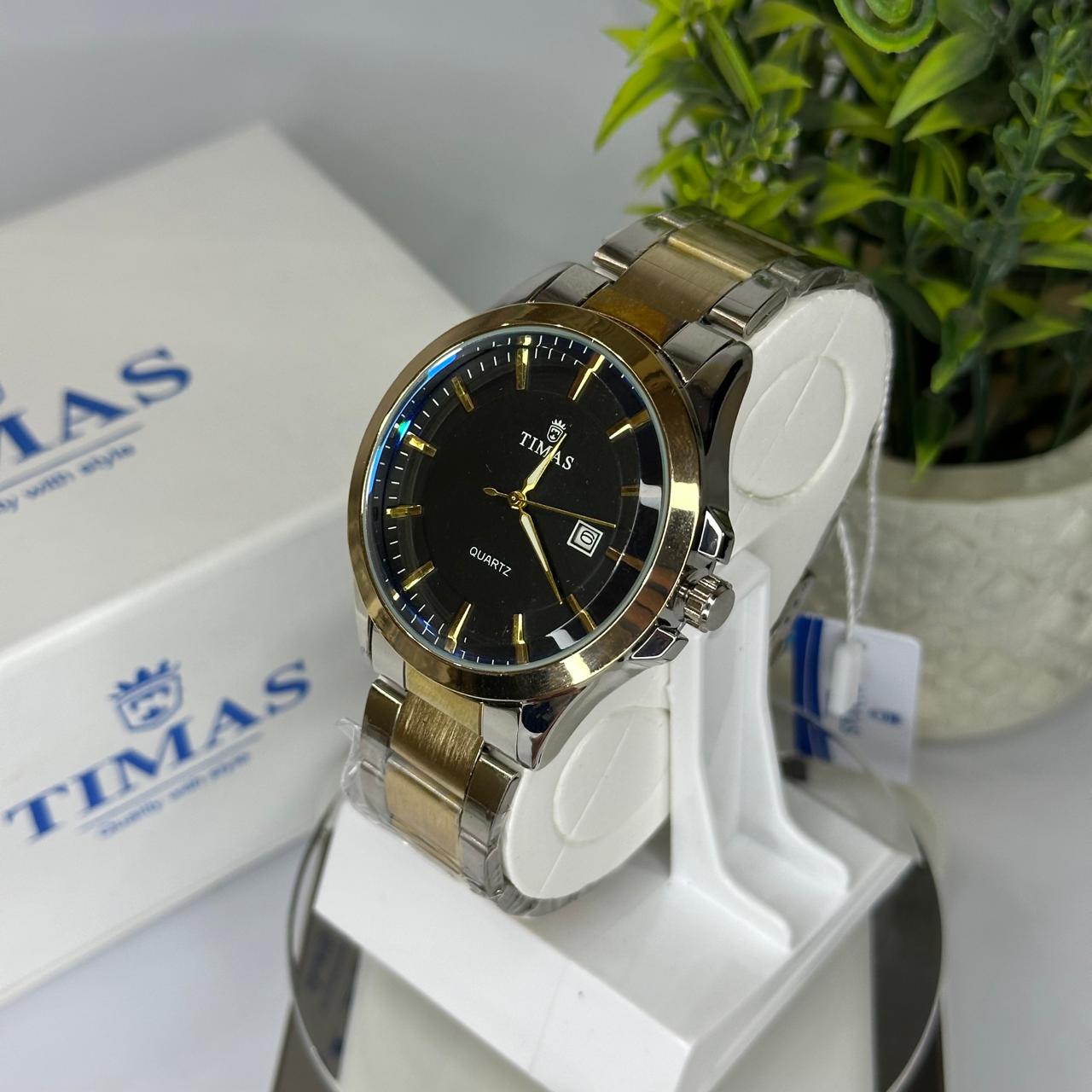 Timas Men's Watch – Two-Tone with Black Dial