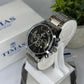 Timas Men's watch Silver Band stainless steel with black & Gray Analog